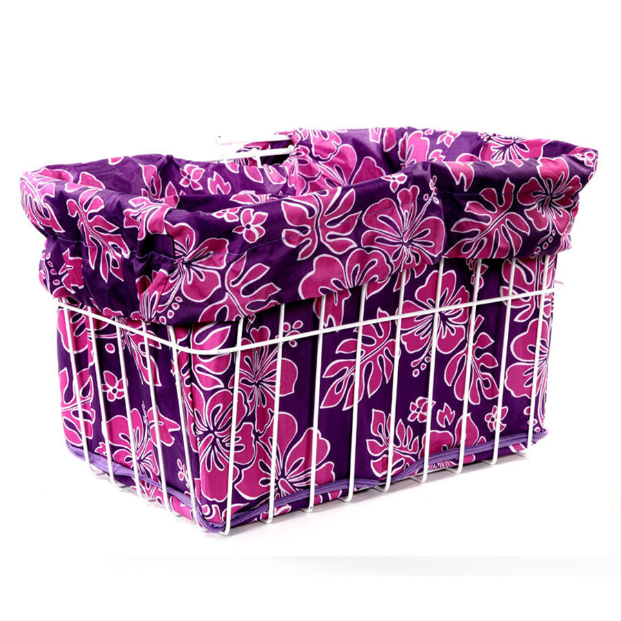 Pink Purple Hibiscus Basket Liner - Newport Cruisers